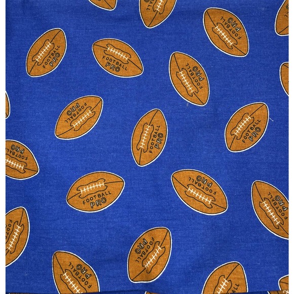 Princess Fabrics Sports Cotton Fabric Blue with Footballs, 1.8yds x 44” - Picture 2 of 4